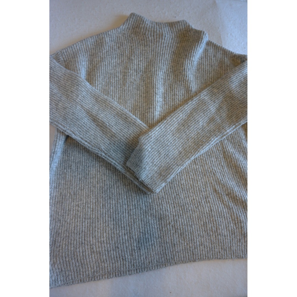 Loft Womens Heather Gray Ribbed Mock Neck Sweater Long Sleeve Side Slit Large